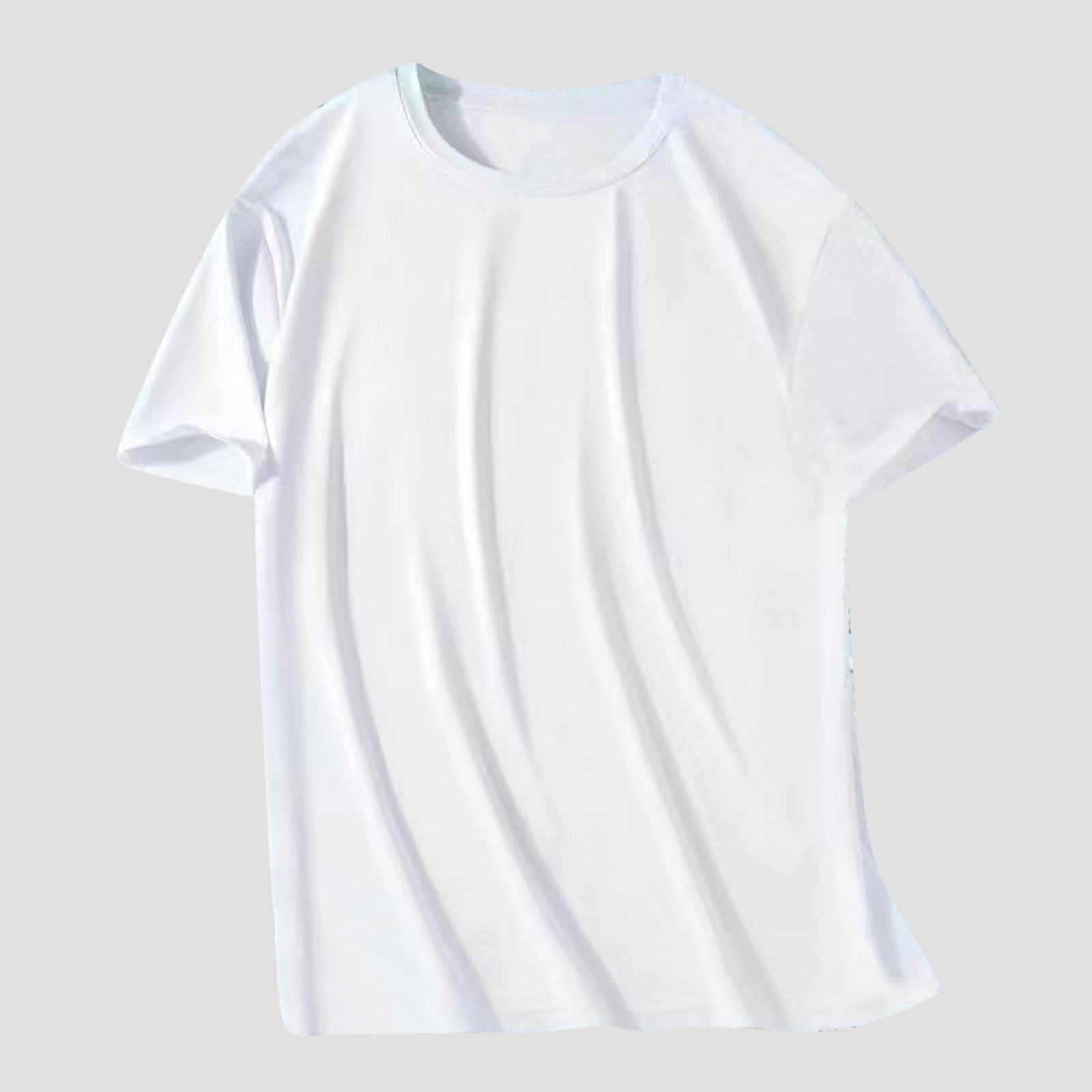 Men's Casual Short Sleeve T-Shirt， Solid Color Round Neck Top， Soft ...