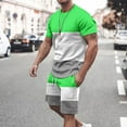 thumbnail image 1 of Men's Casual Short Sleeve T-Shirt and Shorts Set with Color Block Design for Sports and Daily Wear, 1 of 7