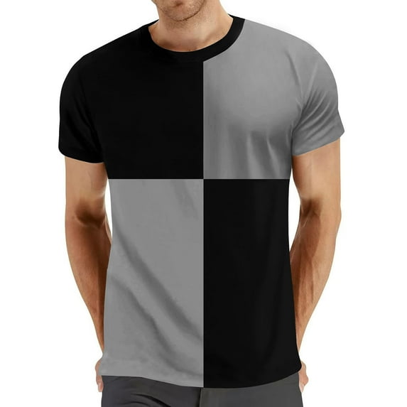 Men's Casual Short Sleeve T-Shirts Comfortable O Neck Splicing Design Stylish Everyday Wear for Men Versatile Summer Apparel Trending Fashion for Active