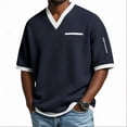 thumbnail image 1 of Men's Casual Short Sleeve V-Neck Color Block Shirt, 1 of 6