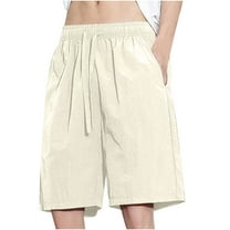 ZQUUVOU Men's Casual Shorts Comfortable Drawstring Pocket Elastic Waist Shorts Beige