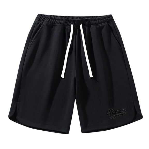 ZQUUVOU Men's Casual Shorts Comfortable Drawstring Pocket Elastic Waist Shorts Black