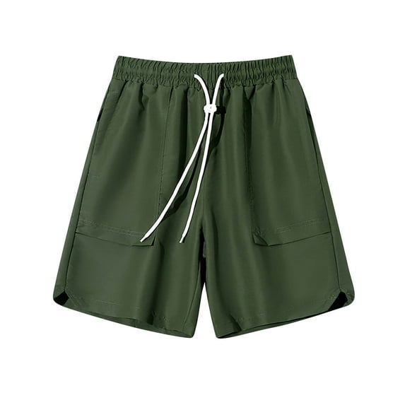 ZQUUVOU Men's Casual Shorts Comfortable Drawstring Pocket Elastic Waist Shorts Olive Green