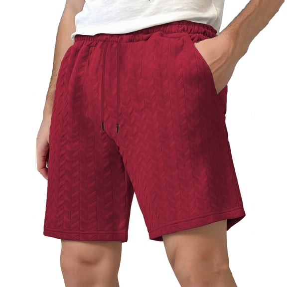 Men's Casual Shorts Comfortable Elastic Waist Geometric Jacquard Design Lightweight Summer for Daily Wear and Street Style