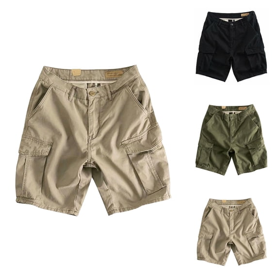 Mens Shorts Casual Vintage Wash, Loose Fit 5 Inch Inseam Cotton Shorts for Men, Summer Drawstring Shorts with Zipper Pockets, Retro Lounge Shorts for Travel or Daily Use M-4XL, Black