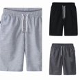thumbnail image 1 of Men's Casual Shorts Cotton Drawstring Elastic Waist Summer Beach Gym Workout Shorts for Men with Pockets Loose Fit Lightweight Comfort Flat Front Cargo Shorts, 1 of 5