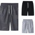 thumbnail image 1 of Men's Casual Shorts Cotton Drawstring Elastic Waist Summer Beach Gym Workout Shorts for Men with Pockets Loose Fit Lightweight Comfort Flat Front Cargo Shorts, 1 of 4