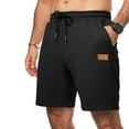 thumbnail image 1 of Men's Casual Shorts Elastic Waist Drawstring Classic Fit Breathable Summer Fashion Beach Lounge Shorts with Pockets Black L, 1 of 4