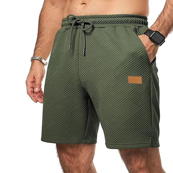 Men's Casual Shorts Elastic Waist Drawstring Classic Fit Breathable Summer Fashion Beach Lounge Shorts with Pockets Dark Green 2XL