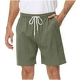 thumbnail image 1 of Men's Casual Shorts Elastic Waist Drawstring Lightweight Summer Beach Shorts With Pockets Short Olive Green, 1 of 6