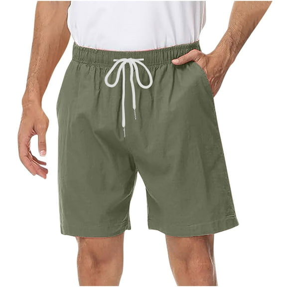 Men's Casual Shorts Elastic Waist Drawstring Lightweight Summer Beach Shorts With Pockets Short Olive Green