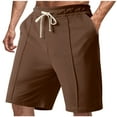 thumbnail image 1 of Men's Casual Shorts Elastic Waist Drawstring Solid Workout Short Pants Lightweight Summer Beach Shorts with Pockets, 1 of 6