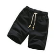 thumbnail image 1 of ZQUUVOU Men's Casual Shorts Elastic Waist Solid Color Cotton Drawstring Pocket Shorts Black, 1 of 3