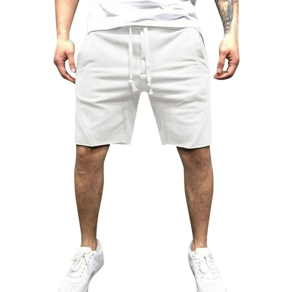 Men's Casual Shorts Home Shorts for Men Stretch Mens Nylon with Pockets with Foam Running Karate Large Basketball Men Mesh Workout Pack Linen Male White L