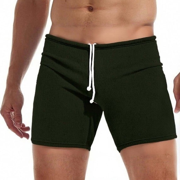 Men's Casual Shorts Knit Workout Elastic Waist Drawstring Running Jogging Summer Beach Sweat Shorts with Pockets Army Green XXL