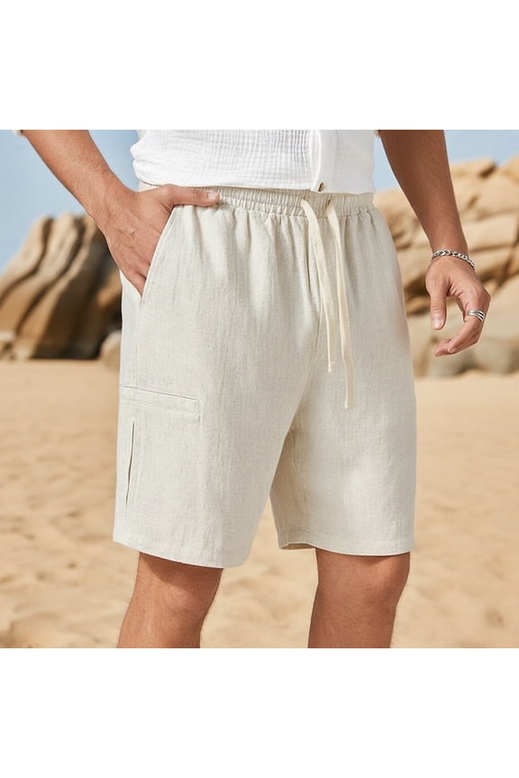 Men's Casual Shorts Lightweight Stretch Waistband Walking Hiking Golf Shorts with Pockets Beige M