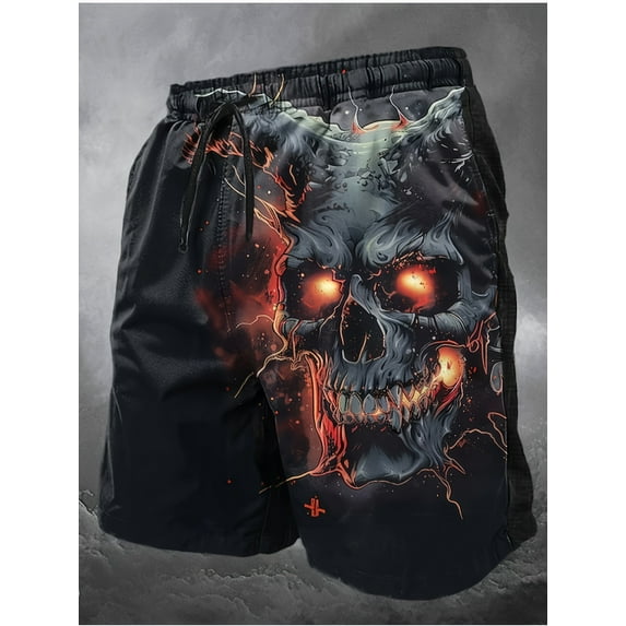 Men's Casual Shorts Linen Elastic Waist Drawstring Shorts for Men with Pickets Navy M