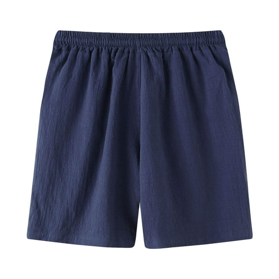 Men's Casual Shorts Men Big And Tall Boy 10 Casual Shorts Mens Size 33 Linen Boys Mens Beach Basketball with Pockets Men Workout Clothes Training Workout Clothes Men's Spring Solid Navy L