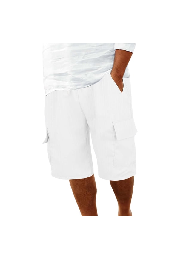 Men's Casual Shorts Men's Yoga Shorts Custom for Men Work Out Tie Band Big Little Short Mens for Men Casual Summer Baggy Knockdown Pt Summer Linen White 3XL