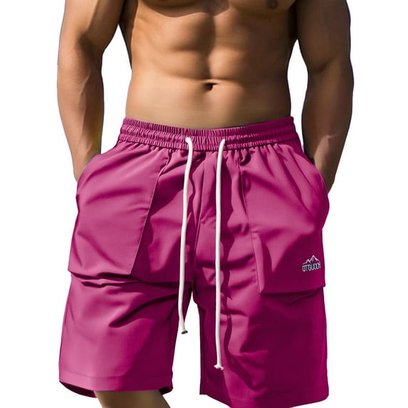 Men's Casual Shorts Mens Button Shorts Quick Y Men Volleyball Men Athletic Big And Tall Outfit for Party Workout Basketball for Tennis Athletic Hot Pink 3XL