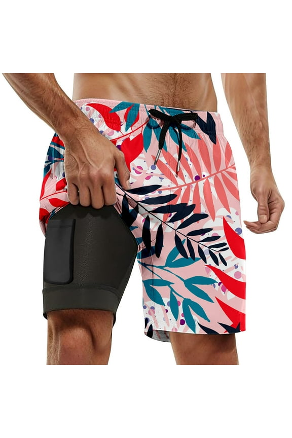 Men's Casual Shorts Mens Swim Trunks Size 34 Men S Swimming Trunks Mens Swim Suits for Beach Men Brief Short Father Son Board Shorts Board Men's Bathing Suits Pink 2XL
