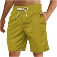 thumbnail image 1 of ZQUUVOU Men's Casual Shorts Printed Drawstring Trouser Beach Shorts Pants With Pocket C-Yellow, 1 of 4