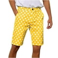 thumbnail image 1 of Men's Casual Shorts Printed Elastic Waistband Button Suit Pocket Shorts Yellow, 1 of 8