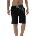 thumbnail image 1 of Men's Casual Shorts Solid Color Bermuda Casual Elastic Waist Drawstring Pocket Shorts Black, 1 of 6