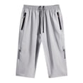 thumbnail image 1 of Men's Casual Shorts Solid Color Sports Pants Loose Running Training Leggings Jogging Cropped Beach Shorts With Zipper Pockets, 1 of 2