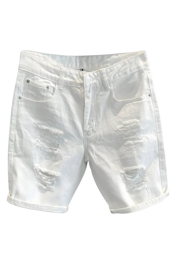 Men's Casual Shorts Trunk Shorts Lined Men Sweat Pant Mens Short Length Beach for Man Men Short Set Sports Shots 13 1 Mens Casual with Pockets Men's Summer Ripped Denim Straight White 34