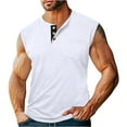 thumbnail image 1 of Men's Casual Sleeveless Henley Tank Top Summer Lightweight Breathable Button-Down Muscle Vest, 1 of 5