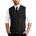thumbnail image 1 of Men's Casual Sleeveless Knit Vest with Button Closure, V-Neck Lightweight Waistcoat, Ideal for Office Attire and Everyday Comfort Black XL, 1 of 3