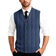 thumbnail image 1 of Men's Casual Sleeveless Knit Vest with Button Closure, V-Neck Lightweight Waistcoat, Ideal for Office Attire and Everyday Comfort Blue 2XL, 1 of 3