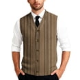 thumbnail image 1 of Men's Casual Sleeveless Knit Vest with Button Closure, V-Neck Lightweight Waistcoat, Ideal for Office Attire and Everyday Comfort Brown L, 1 of 3