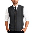 thumbnail image 1 of Men's Casual Sleeveless Knit Vest with Button Closure, V-Neck Lightweight Waistcoat, Ideal for Office Attire and Everyday Comfort Dark Gray M, 1 of 3