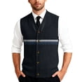 thumbnail image 1 of Men's Casual Sleeveless Knit Vest with Button Closure, V-Neck Lightweight Waistcoat, Ideal for Office Attire and Everyday Comfort Navy 5XL, 1 of 3