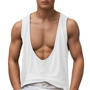 Men's Casual Sleeveless Sports Undershirt Solid V Neck Summer Tank Top Lightweight Breathable Workout Tee for Active