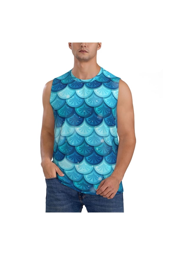 Men's Casual Sleeveless T-Shirt Athletic Tank Top Gym Workout Tee, Pearlescent Mermaid Scales Fish Scale