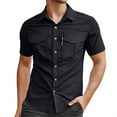 thumbnail image 1 of Men's Casual Slim Fit Button Up Shirt Breathable Micro Stretch Summer Shirt for Daily Wear Comfortable Lightweight Travel Shirt Mens Summer Lightweight Pullover Tee Shirts, 1 of 4