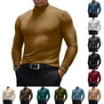 thumbnail image 1 of Men's Casual Slim Fit Long Sleeve Turtleneck Pullover Lightweight Basic Top for Spring Fall Layering,Beige,XL, 1 of 8