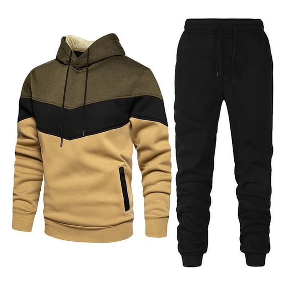 Men's Casual Slim Fit Patchwork Athletic Tracksuit 2 Piece Set Casual Workout Running Jogger Sweat Suits