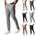 thumbnail image 1 of Men's Casual Slim Fit Solid Color Elastic Waist Pants, Joggers, Cuffed Ankle Trousers, Breathable Lightweight Drawstring, Gym Workout Running Streetwear, Athletic | AKLJWH,Navy 3XL, 1 of 7