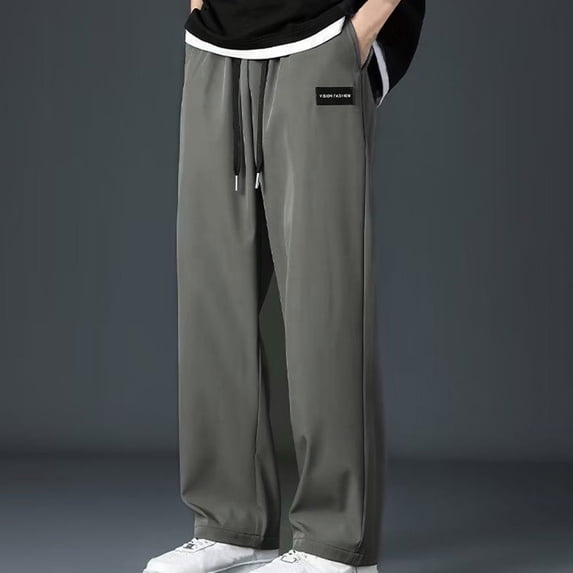 Men's Casual Slim Fit Solid Long Pants, Summer Lightweight Comfortable