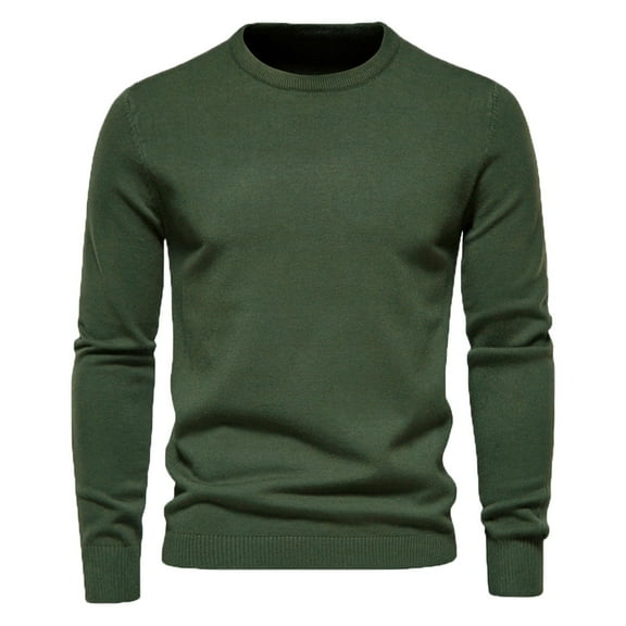 Men's Casual Slim Fit Sweaters Crewneck Lightweight Pullover Long Sleeve Solid Color Knitted Top Winter Warm Blouses (Green S)