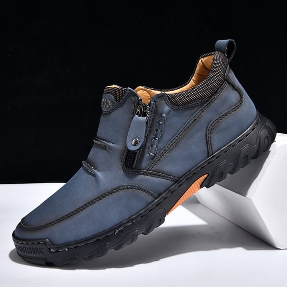 Men's Casual Slip-On Outdoor Shoes Comfortable Zipper Walking Boots