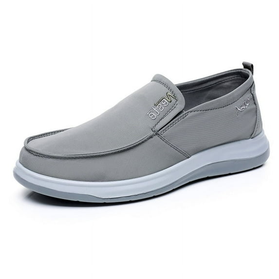 Men's Casual Slip On Sneakers Canvas Comfortable Breathable Outdoor Non-Slip Durable Shoes Gray 9 US