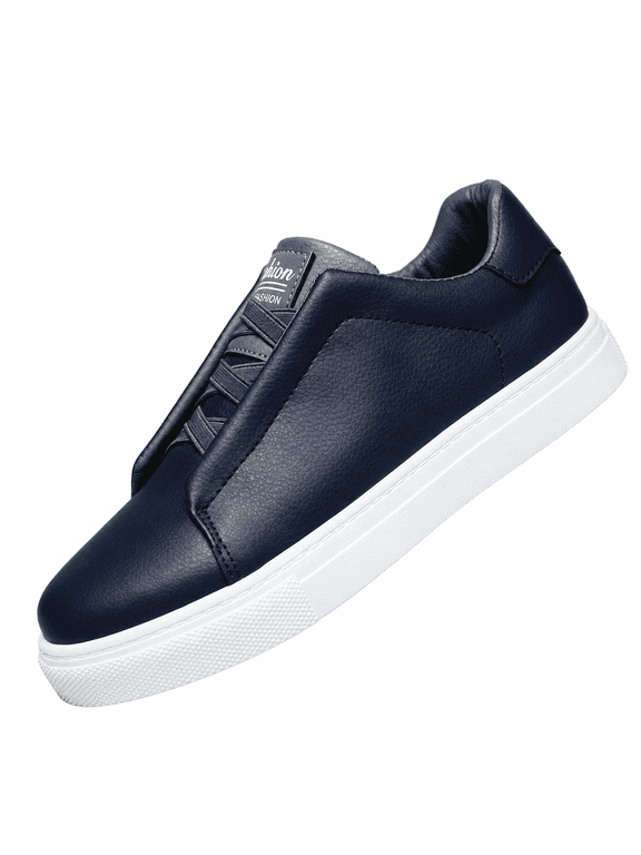 Men's Casual Sneakers, Faux Leather Lace-Up Low Top Walking Shoes, Everyday Fashion Shoes