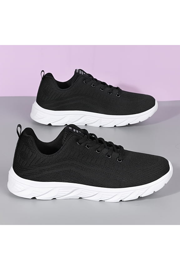 Men's Casual Sneakers, Men's Knit Running Shoes - Breathable Lightweight EVA Sole, Low-Top Design for Gym, Jogging & Daily Wear - All-Season Comfort, Secure Lacing, Black, Fitness Shoes, Sporty Style