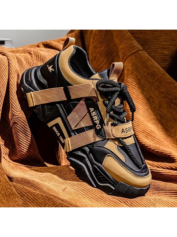 Men's Casual Sneakers, Multi-color Spliced PU Upper. Lace-up. Low-top. Bread Shoe Style. Suitable for All Seasons. Ideal for: Hiking, Traveling, Sports, Outdoor Activities, Streetwear, Skateboarding