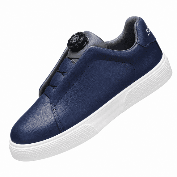 Men's Casual Sneakers, Rotary Dial Closure Low Top Walking Shoes, Faux Leather Fashion Shoes